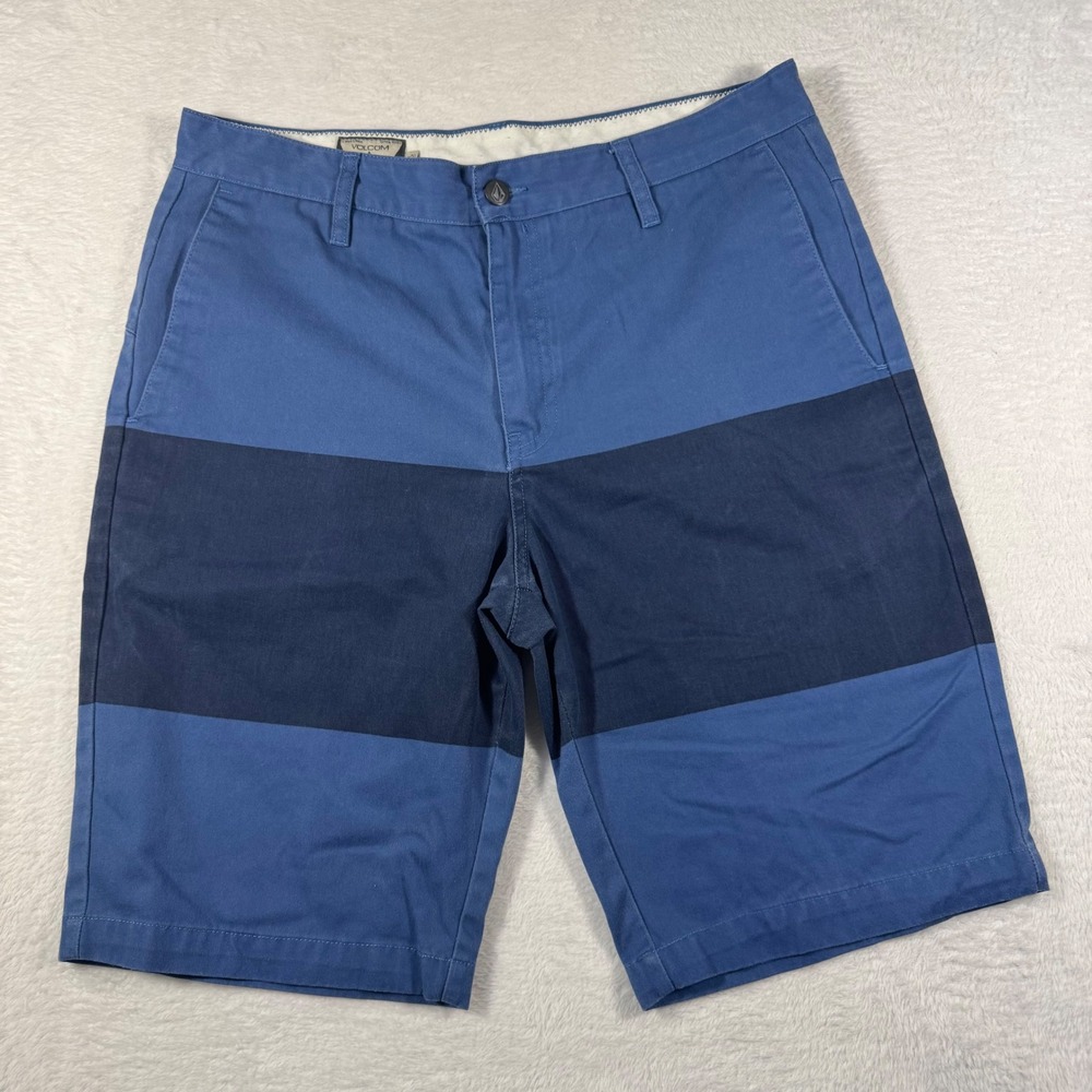 Volcom Vmonty Block Shorts Mens 32 Blue Excellent Colorblock Chino A0931450